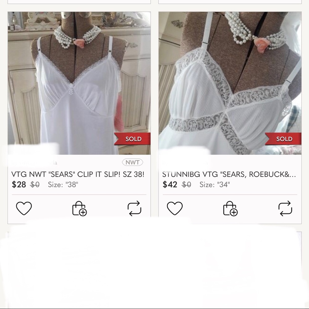 Vintage Sears Cream Lace Trim Full Slip Dress Size 42 EMB with lace EUC - Picture 7 of 7